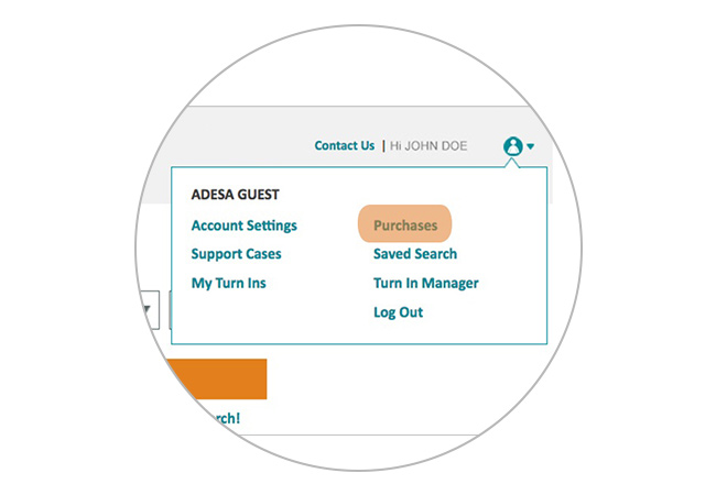 ADESA.com My Account menu